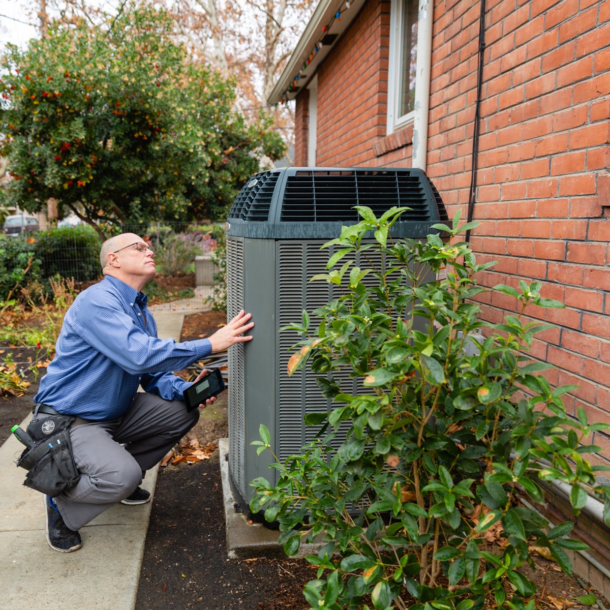 David inspecting an HVAC unit